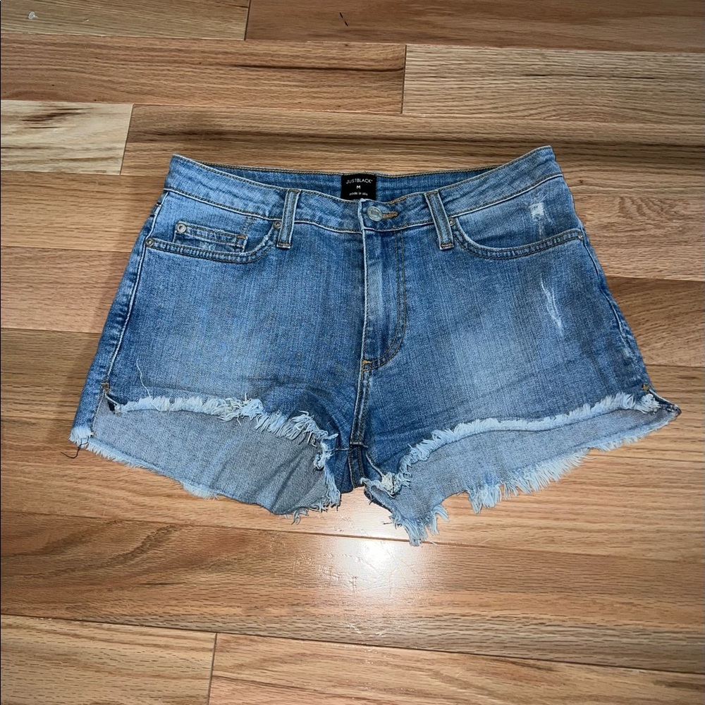 Just black denim shorts